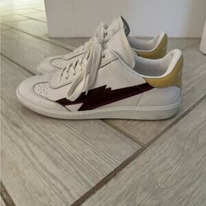 Isabel Marant Bryce Burgundy and White Sneakers Minimalist Lightning Bolt Design